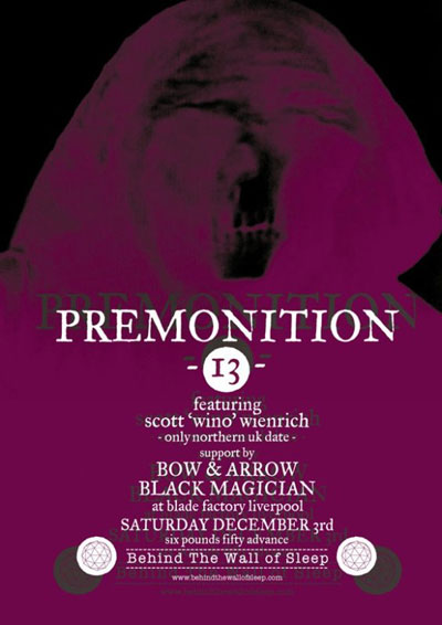 Premonition13 / Bow & Arrow / Black Magacian - Liverpool 3/12/2011 flyer